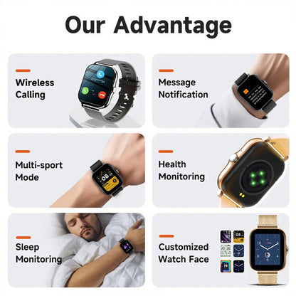 Smart Watch for Android and iPhone,Full Touch Screen with Call Function, Fitness Tracker for Music and Sleep Monitoring, IP67 Waterproof Smartwatch Compatible Unisex Design D