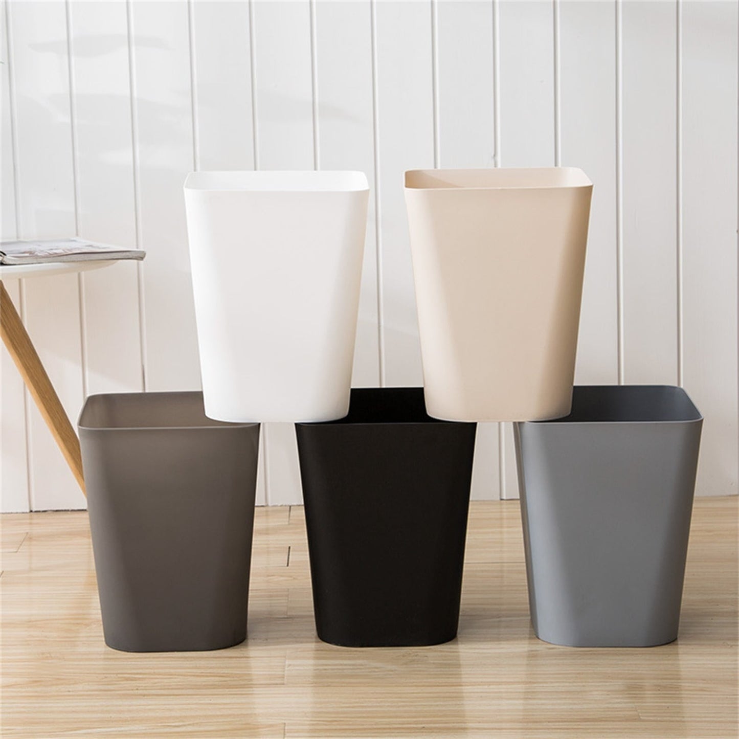 1.6 Gallon Small Trash Can, Heavy Duty Bathroom Wastebasket, Plastic Garbage Can for Kitchen Office Bathroom (White/1 Pcs) 7.48x9.13 7.48" x 9.13" Khaki