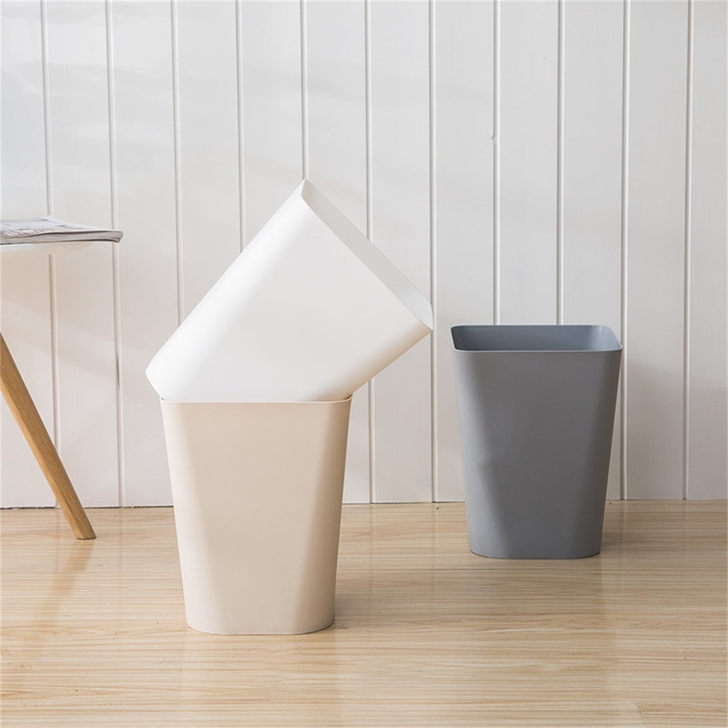 1.6 Gallon Small Trash Can, Heavy Duty Bathroom Wastebasket, Plastic Garbage Can for Kitchen Office Bathroom (White/1 Pcs) 7.48x9.13 7.48" x 9.13" Khaki