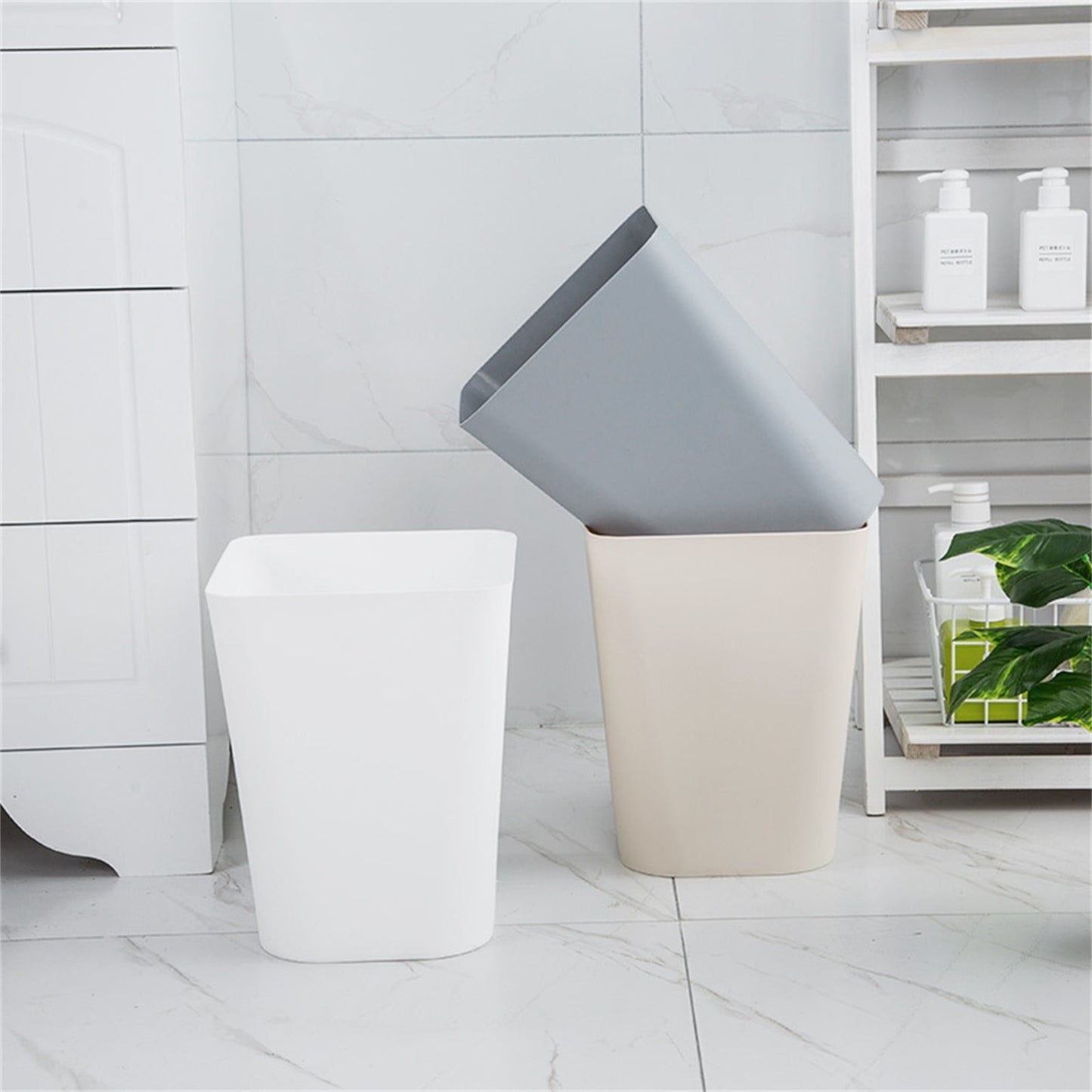 1.6 Gallon Small Trash Can, Heavy Duty Bathroom Wastebasket, Plastic Garbage Can for Kitchen Office Bathroom (White/1 Pcs) 7.48x9.13 7.48" x 9.13" White