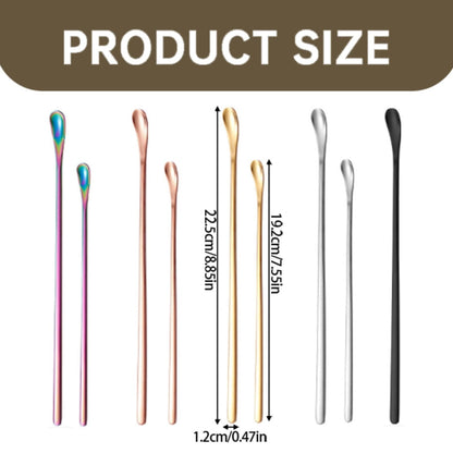 Stainless Steel Coffee Stirring Spoon, Heavy Duty Beverage Cocktail Stirrers, Reusable Stir Cocktail Drink Mixing Swizzle Stick, Tiny Salt Condiment Spoon (Black/1 Pcs) 0.47x8.85 0.47" x 7.55" Silver