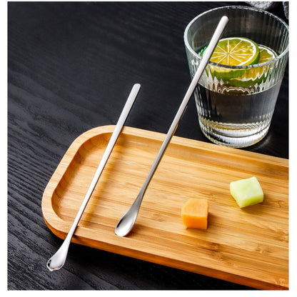 Stainless Steel Coffee Stirring Spoon, Heavy Duty Beverage Cocktail Stirrers, Reusable Stir Cocktail Drink Mixing Swizzle Stick, Tiny Salt Condiment Spoon (Black/1 Pcs) 0.47x8.85 0.47" x 8.85" Silver