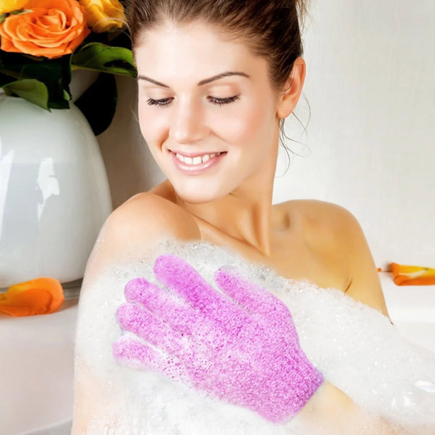 Exfoliating Gloves,1 Pair /2 Pcs, Skin Exfoliator for Body, Bath/Scrub Gloves, Shower Accessories for Women, Exfoliation Mitt, Green, 5.9x7.28 5.9" x 7.28" Orange