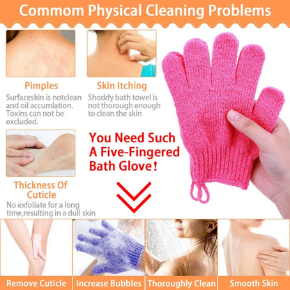 Exfoliating Gloves,1 Pair /2 Pcs, Skin Exfoliator for Body, Bath/Scrub Gloves, Shower Accessories for Women, Exfoliation Mitt, Green, 5.9x7.28 5.9" x 7.28" Orange