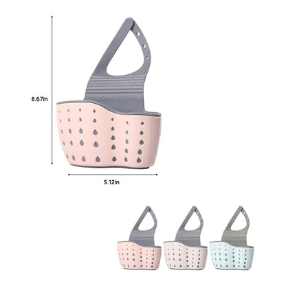Kitchen Sink Caddy Sponge Holder, Silicone Plastic Soap Holder, Hanging Ajustable Strap Faucet Caddy with Drain Holes for Drying, 1 Pcs, 5.12x8.67 5.12" x 8.67" White