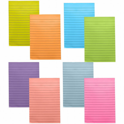 1 Pack Lined Sticky Notes 4X6 in Post, 8 Pastel Colors Large Ruled Post Sticky Colorful Super Sticking Power Memo Pads Strong Adhesive, Sticky Notes with Lines Office, Home, 50 Sheets/pad(B) I