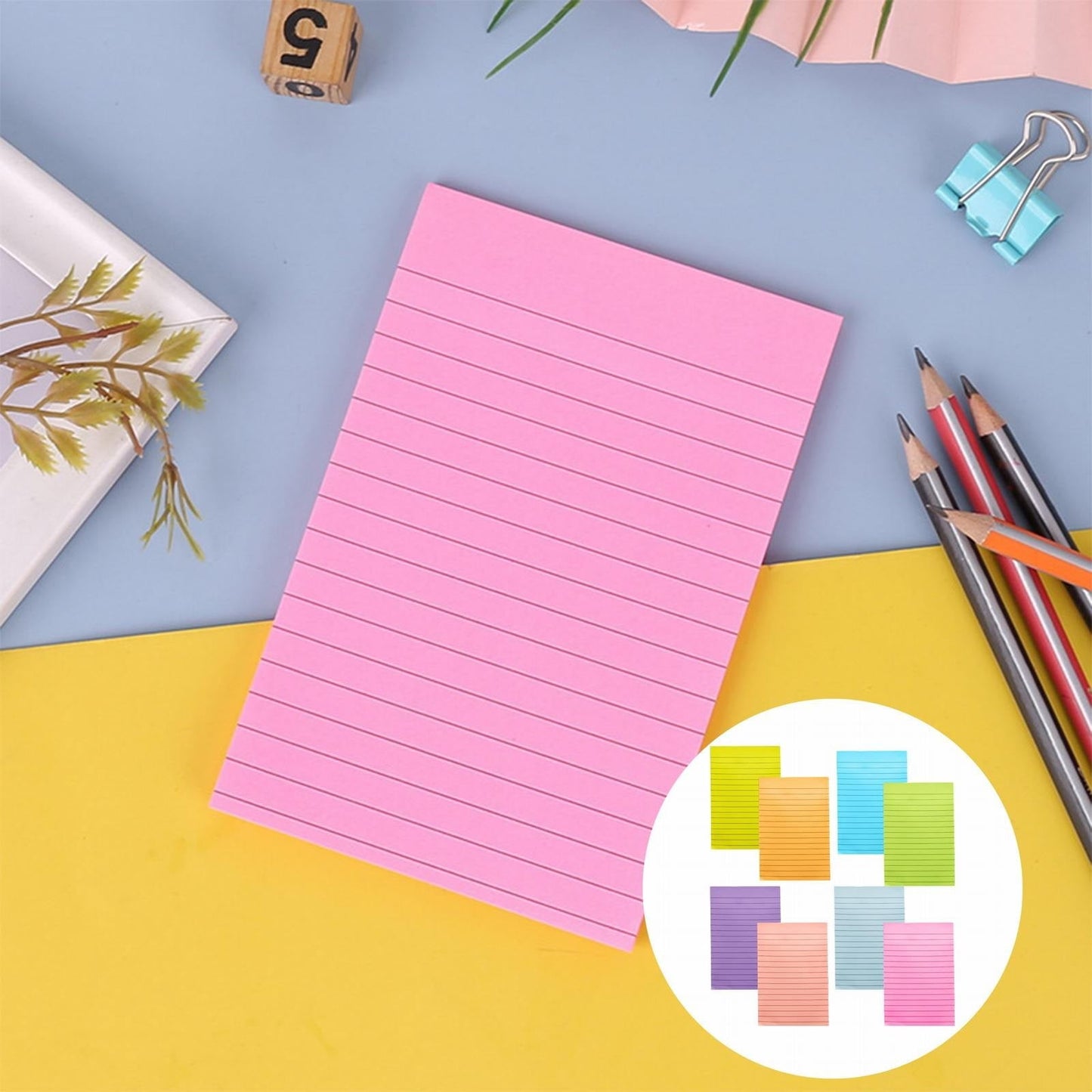 1 Pack Lined Sticky Notes 4X6 in Post, 8 Pastel Colors Large Ruled Post Sticky Colorful Super Sticking Power Memo Pads Strong Adhesive, Sticky Notes with Lines Office, Home, 50 Sheets/pad(B) I