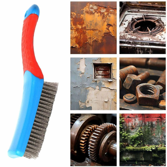 Wire Brushes for Rust Removal, Heavy Duty Stainless Steel Wire Metal Brush for Cleaning Concrete, Paint Remover for Concrete & Grill Rust Remover with Ergonomic Handle, 6.3Inches 6.3" Blue Hover Image
