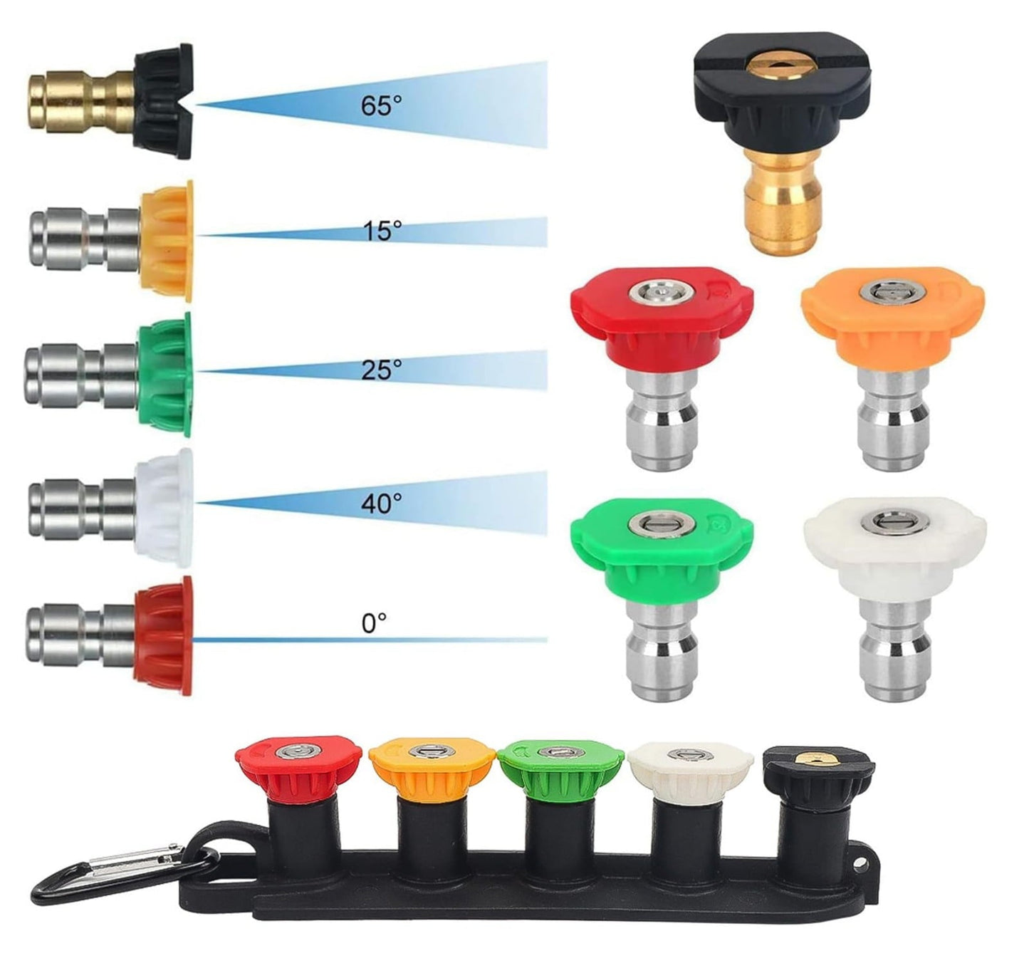 Pressure Washer Tips, Set of 5 Pressure Washer Nozzle Tips with Nozzle Holder, Quick Connect Power Washer Tips, Multiple Degrees Rinse Kit, Pressure Washer Accessories, for Hot and Cold (Camouflage) Camouflage