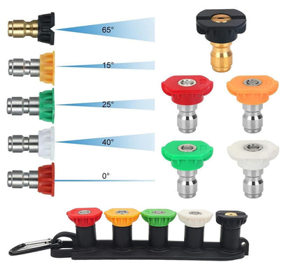 Pressure Washer Tips, Set of 5 Pressure Washer Nozzle Tips with Nozzle Holder, Quick Connect Power Washer Tips, Multiple Degrees Rinse Kit, Pressure Washer Accessories, for Hot and Cold (Camouflage) Camouflage