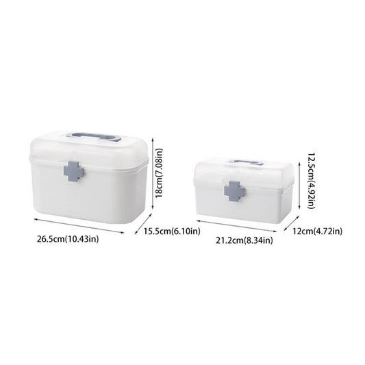 Plastic First Aid Storage Box, Container Bin with Removable Tray and Portable Handle, Family Emergency Medicine Kit Case Organizer, 8.34x4.72x4.92 8.34" x 4.72" x 4.92" White
