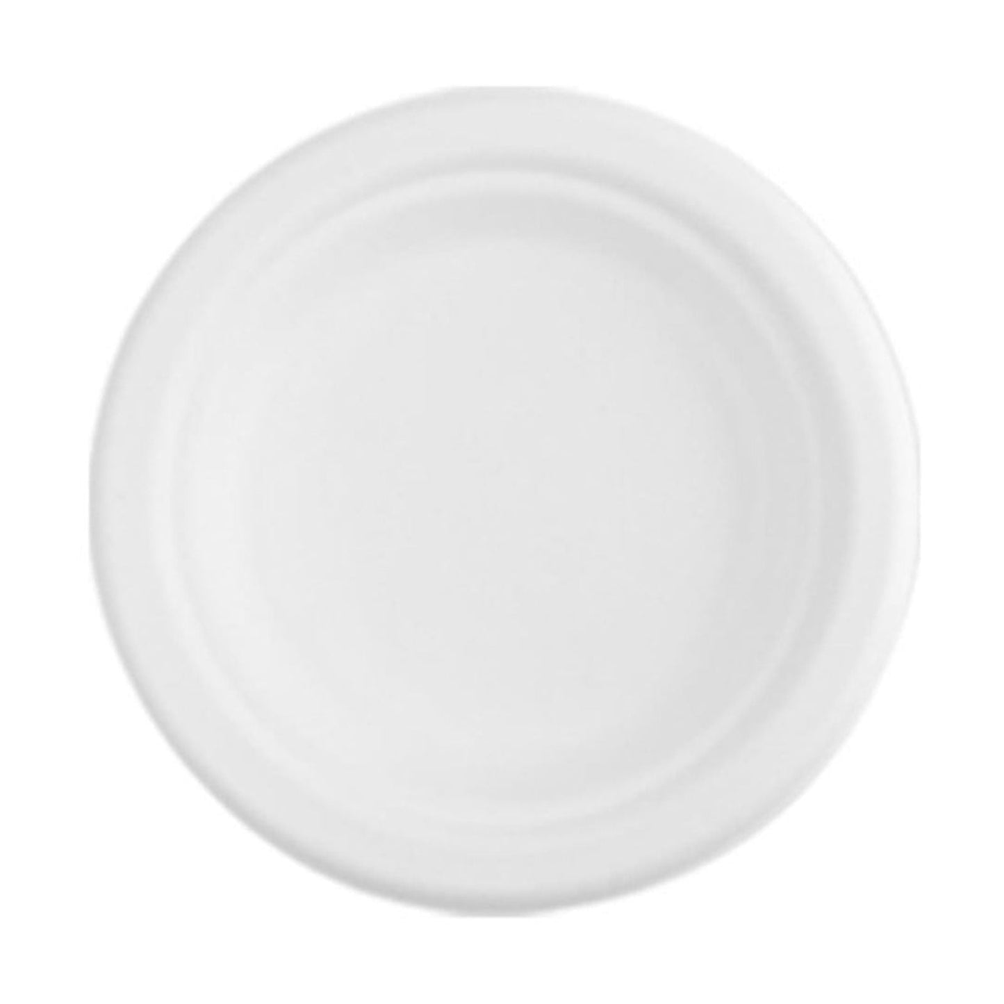 6 inch Round Disposable White Bagasse Dinner Plate, 100% Compostable Natural Sugarcane Fibers, Heavy Duty Leak-Proof Environmentaly Friendly, Biodegradable - 1 Count 6.1" x 6.1" x 0.59" White*5