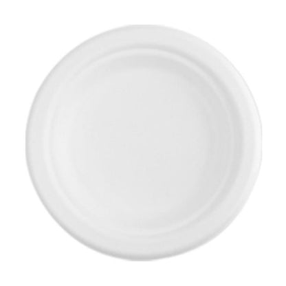 6 inch Round Disposable White Bagasse Dinner Plate, 100% Compostable Natural Sugarcane Fibers, Heavy Duty Leak-Proof Environmentaly Friendly, Biodegradable - 1 Count 6.1" x 6.1" x 0.59" White*5