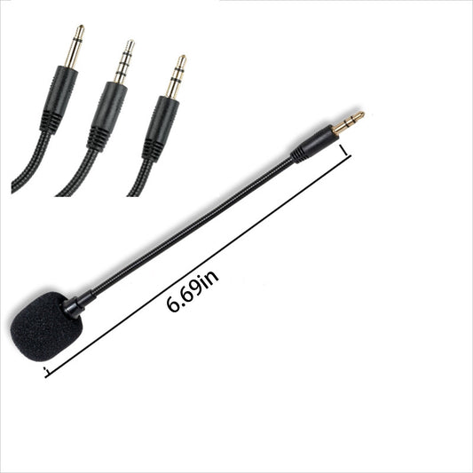 Headset Microphone 3.5mm Plug, Black Headset Microphone Adjustable 360 Degrees Bendable Jack Headphone Controller Combined, 3.5mm Game Gaming Mic to Mic Headsets Accessories(Black) Black
