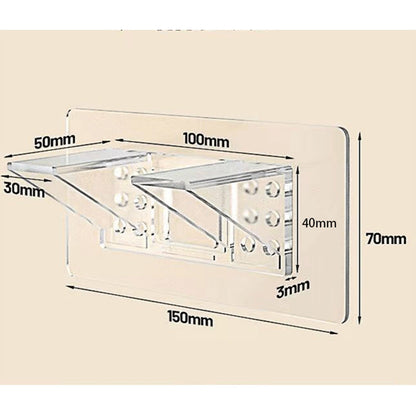 Adhesive Shelf Bracket, Double Row Thickened and Reinforced Design, Heavy Duty Punch Free Shelf Support Pegs for Shelves Kitchen Cabinet Book Closet (Clear/1 Pack) 5.91x2.76 2.76" x 2.76" Clear