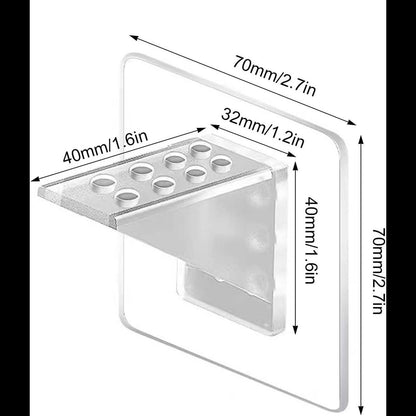Adhesive Shelf Bracket, Double Row Thickened and Reinforced Design, Heavy Duty Punch Free Shelf Support Pegs for Shelves Kitchen Cabinet Book Closet (Clear/1 Pack) 5.91x2.76 2.76" x 2.76" Clear