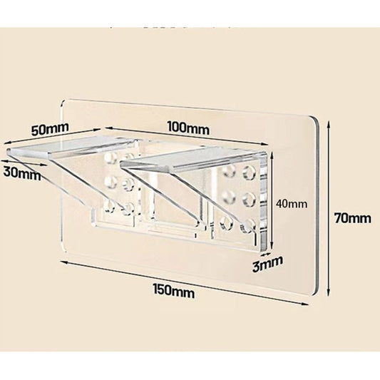 Adhesive Shelf Bracket, Double Row Thickened and Reinforced Design, Heavy Duty Punch Free Shelf Support Pegs for Shelves Kitchen Cabinet Book Closet (Clear/1 Pack) 5.91x2.76 5.91" x 2.76" Clear