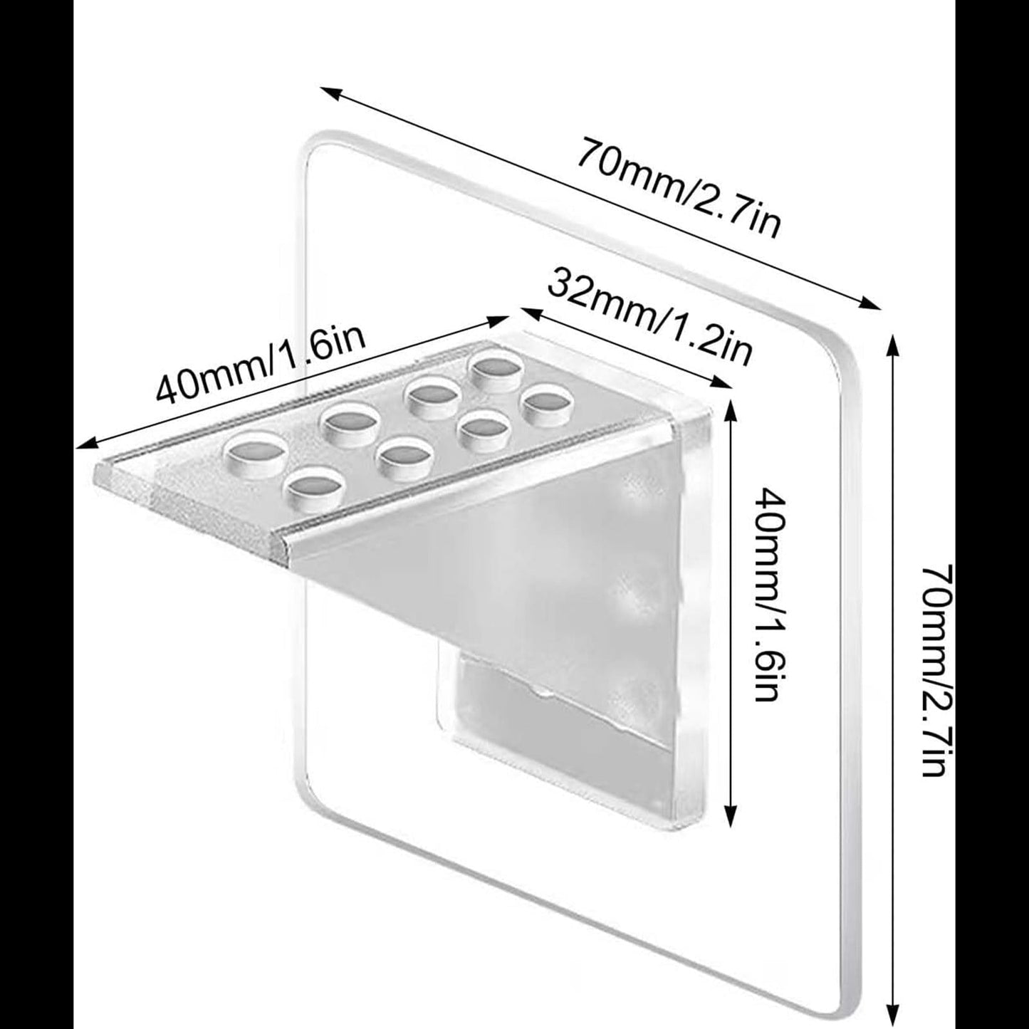 Adhesive Shelf Bracket, Double Row Thickened and Reinforced Design, Heavy Duty Punch Free Shelf Support Pegs for Shelves Kitchen Cabinet Book Closet (Clear/1 Pack) 5.91x2.76 5.91" x 2.76" Clear