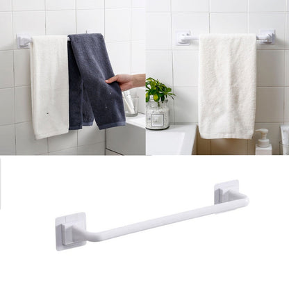 Self Adhesive Towel Bar, Heavy Duty No Drill Hand Towel Hanger for Bathroom and Kitchen Towel Storage Self, (Black/1 Pcs) 15Inches 15" White