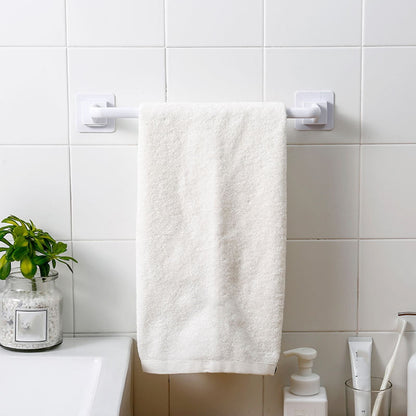 Self Adhesive Towel Bar, Heavy Duty No Drill Hand Towel Hanger for Bathroom and Kitchen Towel Storage Self, (Black/1 Pcs) 15Inches 15" White
