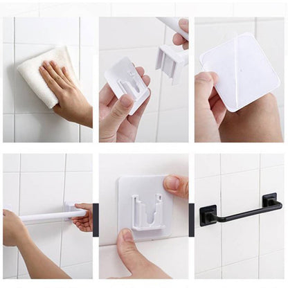 Self Adhesive Towel Bar, Heavy Duty No Drill Hand Towel Hanger for Bathroom and Kitchen Towel Storage Self, (Black/1 Pcs) 15Inches 15" White