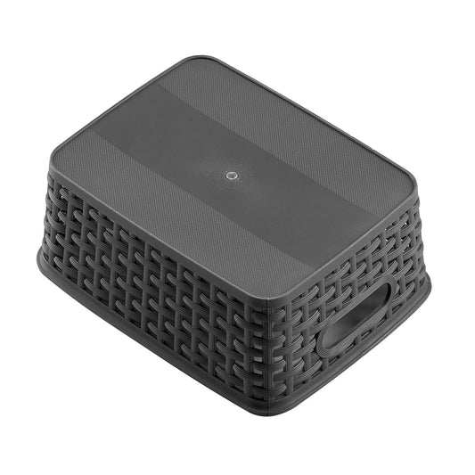 Plastic Storage Baskets, Heavy Duty Storage Bin, Durable, Easy to Use, Flexible, Multi-Purpose, Ideal for Closets, Cabinets, Shelves, Countertops, Bathroom (Black/1 Pcs) 10.08x7.68x4.01 10.08" x 7.68" x 4.01" Black