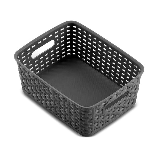 Plastic Storage Baskets, Heavy Duty Storage Bin, Durable, Easy to Use, Flexible, Multi-Purpose, Ideal for Closets, Cabinets, Shelves, Countertops, Bathroom (Black/1 Pcs) 10.08x7.68x4.01 10.08" x 7.68" x 4.01" Black