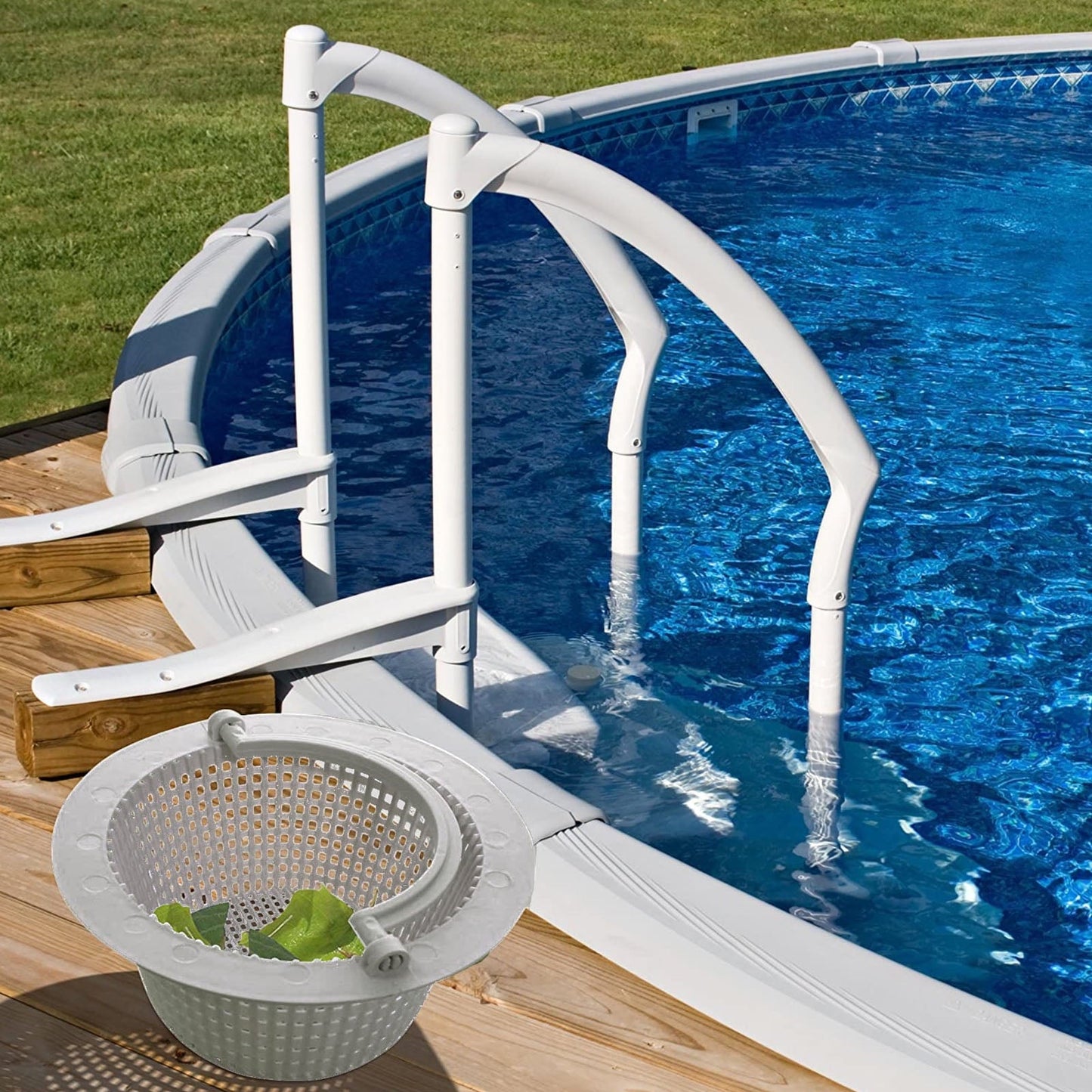 Above Ground Pool Thru-Wall Skimmer Basket with Handles, Swimming Pool Replacement Basket, Standard Small Thru-Wall Size - Skim Remove Debris, Cleanout Leaves, 1 Pcs, 6.3x3.15 6.3" x 3.15" White