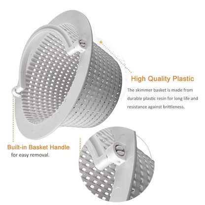 Above Ground Pool Thru-Wall Skimmer Basket with Handles, Swimming Pool Replacement Basket, Standard Small Thru-Wall Size - Skim Remove Debris, Cleanout Leaves, 1 Pcs, 6.3x3.15 6.3" x 3.15" White