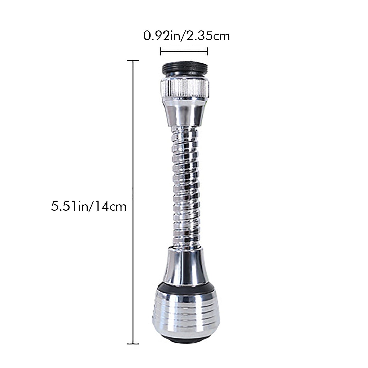 Flexible Faucet Sprayer Attachment, Heavy Duty 360 ° Kitchen Sink Aerator, Extender ABS Polished Chrome for Cold Hot Water (Silver/2 Pack) 5.51x2.35 5.51" x 2.35" Silver
