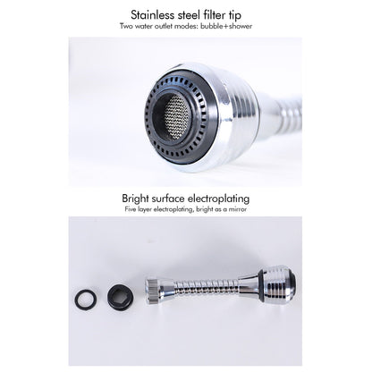 Flexible Faucet Sprayer Attachment, Heavy Duty 360 ° Kitchen Sink Aerator, Extender ABS Polished Chrome for Cold Hot Water (Silver/2 Pack) 5.51x2.35 5.51" x 2.35" Silver