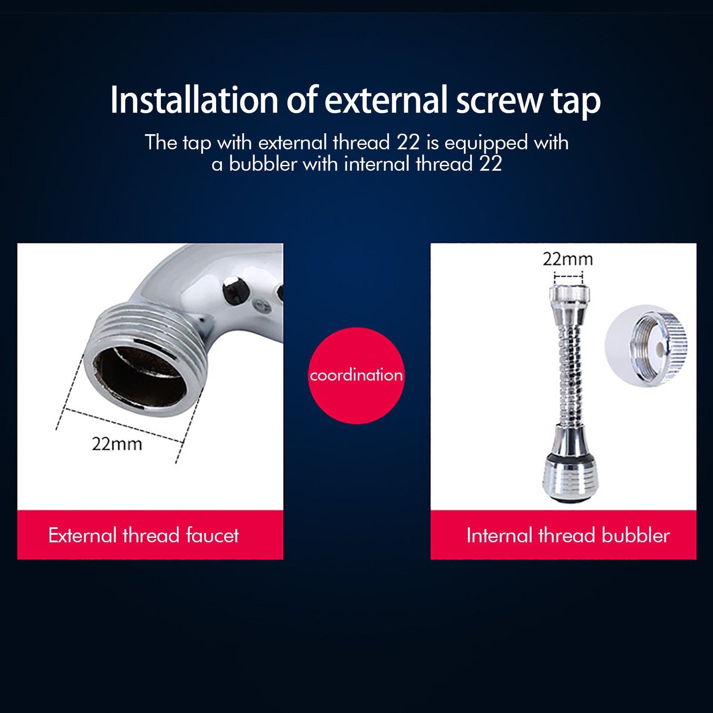 Flexible Faucet Sprayer Attachment, Heavy Duty 360 ° Kitchen Sink Aerator, Extender ABS Polished Chrome for Cold Hot Water (Silver/2 Pack) 5.51x2.35 5.51" x 2.35" Silver