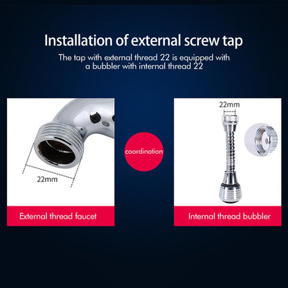 Flexible Faucet Sprayer Attachment, Heavy Duty 360 ° Kitchen Sink Aerator, Extender ABS Polished Chrome for Cold Hot Water (Silver/2 Pack) 5.51x2.35 5.51" x 2.35" Silver