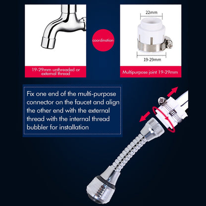 Flexible Faucet Sprayer Attachment, Heavy Duty 360 ° Kitchen Sink Aerator, Extender ABS Polished Chrome for Cold Hot Water (Silver/2 Pack) 5.51x2.35 5.51" x 2.35" Silver