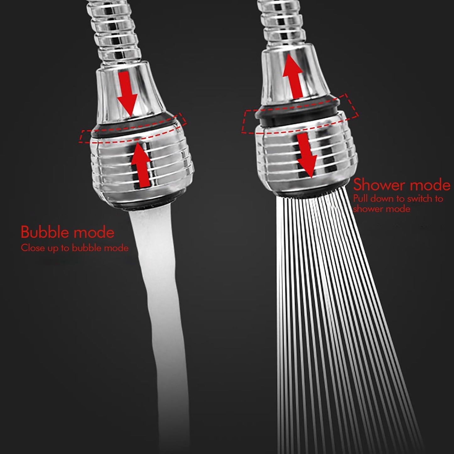 Flexible Faucet Sprayer Attachment, Heavy Duty 360 ° Kitchen Sink Aerator, Extender ABS Polished Chrome for Cold Hot Water (Silver/2 Pack) 5.51x2.35 5.51" x 2.35" Silver