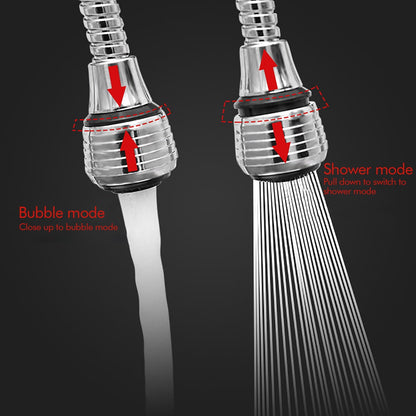 Flexible Faucet Sprayer Attachment, Heavy Duty 360 ° Kitchen Sink Aerator, Extender ABS Polished Chrome for Cold Hot Water (Silver/2 Pack) 5.51x2.35 5.51" x 2.35" Silver