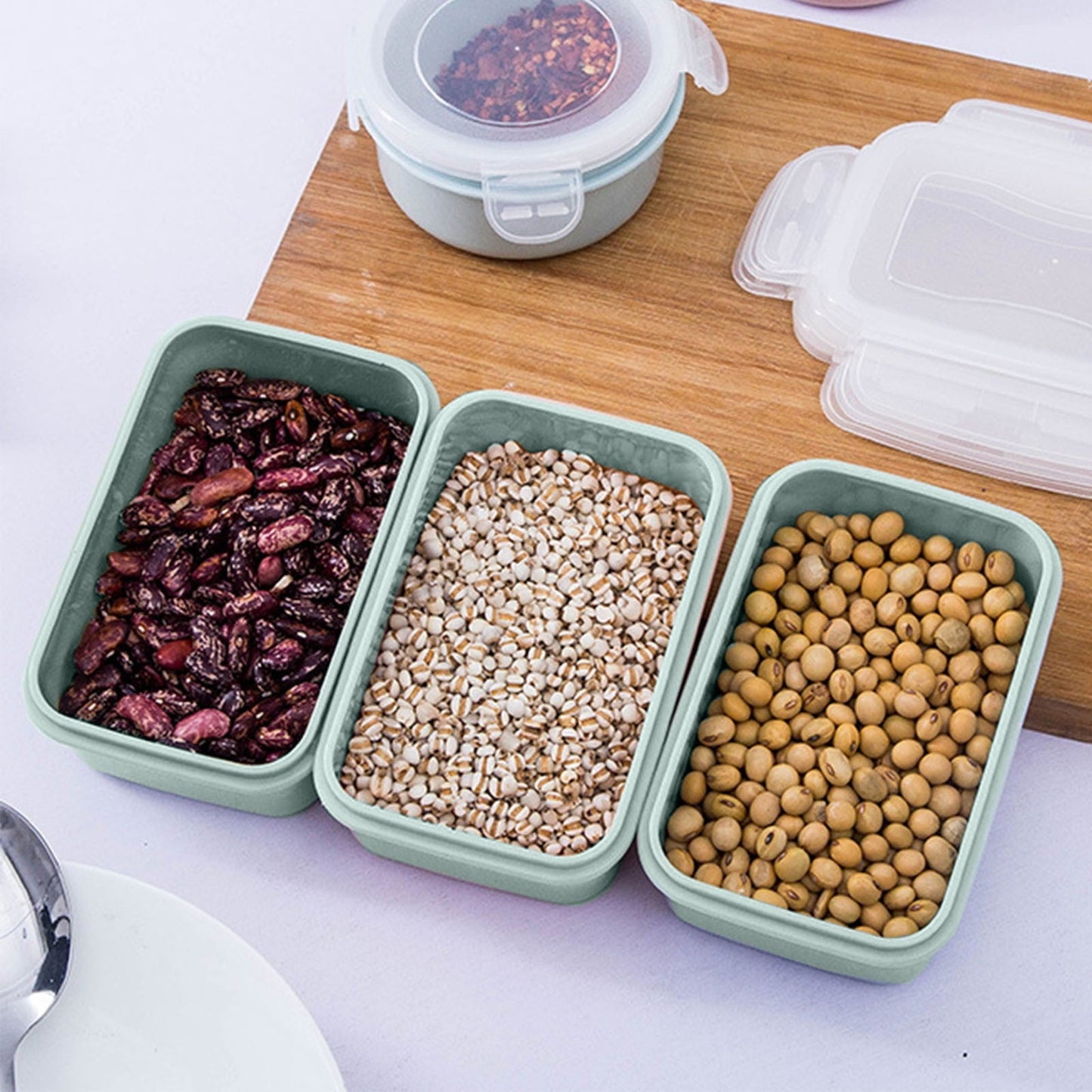 Plastic Meal Prep Containers with Lids, Food Storage Containers with Snap Locking Lids, Airtight Lunch Containers, Microwave, Oven, Freezer and Dishwasher (Blue/1 Pcs) 5.5x3.7 5.5" x 3.7" Green