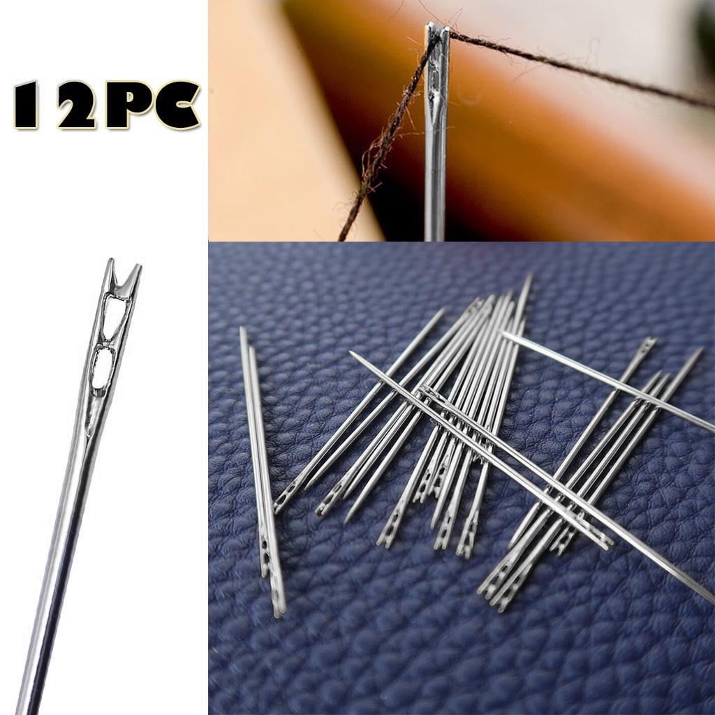 Large Eye Sharp Needles, Self Threading Needles for Hand Sewing, Easy to Thread Big Eye Sewing Needles, Embroidery Needles Blind Needles in 3 Sizes 1.38/1.5/1.65 in for DIY Embroidery Sewing, 12 Pcs Multisize Silver*3 Set
