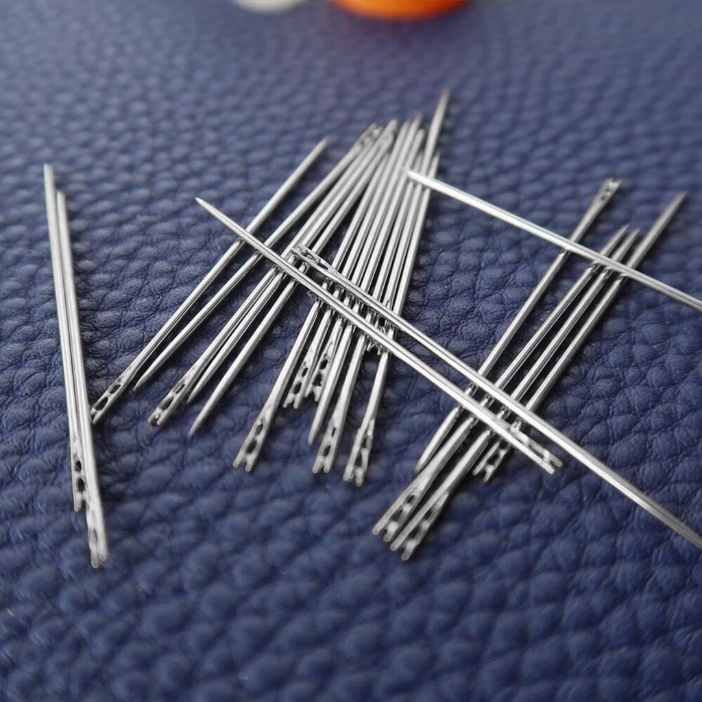 Large Eye Sharp Needles, Self Threading Needles for Hand Sewing, Easy to Thread Big Eye Sewing Needles, Embroidery Needles Blind Needles in 3 Sizes 1.38/1.5/1.65 in for DIY Embroidery Sewing, 12 Pcs Multisize Silver*3 Set