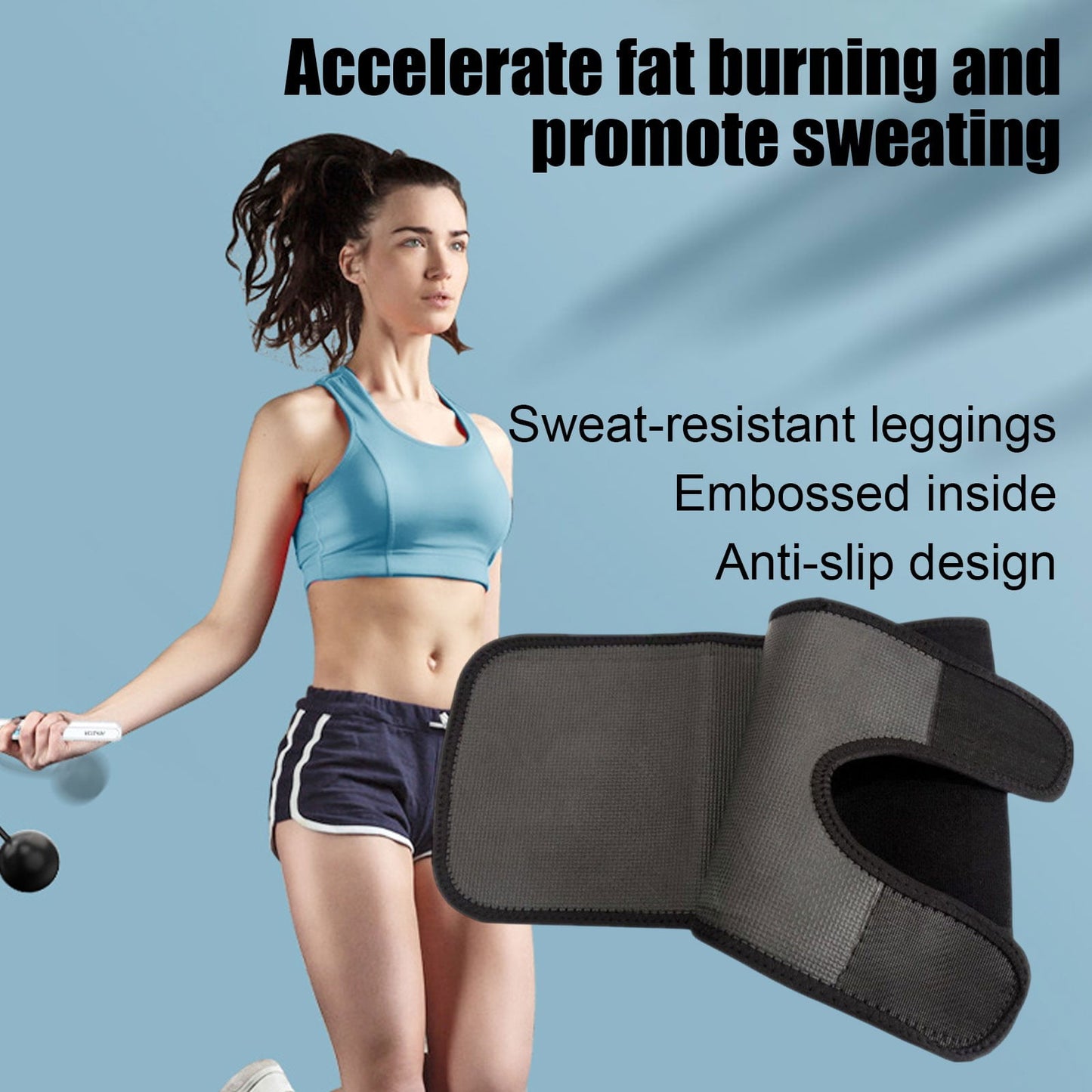 Compression Leg Bands for Sports,Sweat-Enhancing Thigh Guards for Running & Workouts,Adjustable Non-Slip Design for Muscle Support and Slimming,Pair Included Black