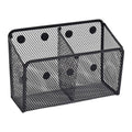Magnetic Pen Holder, Heavy Duty 2 Slot Mesh Pencil & Marker Organizer for Desk, Extra Strong Magnets for Locker, Refrigerator, Dry Erase Board, Whiteboard Storage Solution, 7.28x2.68x4.92 3.35" x 2.17" x 3.94" Black