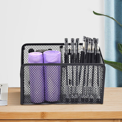 Magnetic Pen Holder, Heavy Duty 2 Slot Mesh Pencil & Marker Organizer for Desk, Extra Strong Magnets for Locker, Refrigerator, Dry Erase Board, Whiteboard Storage Solution, 7.28x2.68x4.92 3.35" x 2.17" x 3.94" Black