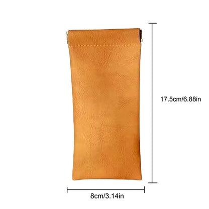Glasses Case, Soft Eyeglass Case, Portable Squeeze Top Leather Glasses Case, Anti-Scratch Eyeglass Case For Women Men (Orange/1 Pcs) 3.14x6.88 3.14" x 6.88" Blue/1 Pcs