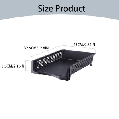 Stackable Paper Trays, Heavy Duty Rectangular Plastic Desk Holder Desktop Document File Organizer Storage Letter for Office Classroom (Clear) 12.8x9.84x2.16 12.8" x 9.84" x 2.16" Black