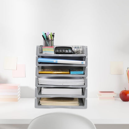 Stackable Paper Trays, Heavy Duty Rectangular Plastic Desk Holder Desktop Document File Organizer Storage Letter for Office Classroom (Clear) 12.8x9.84x2.16 12.8" x 9.84" x 2.16" Black