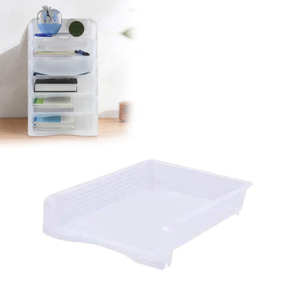 Stackable Paper Trays, Heavy Duty Rectangular Plastic Desk Holder Desktop Document File Organizer Storage Letter for Office Classroom (Clear) 12.8x9.84x2.16 12.8" x 9.84" x 2.16" Clear