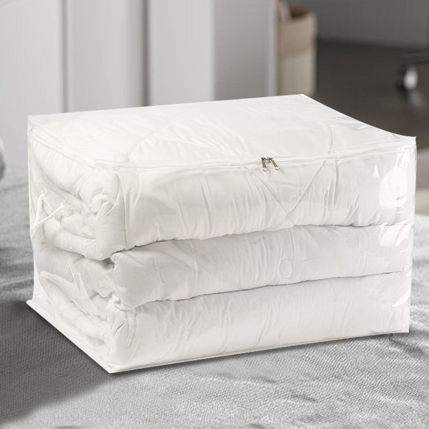 1 Pack Clear Vinyl Zippered Storage Bags, 40L Plastic Blanket Storage Bag, Vinyl Foldable Moving Bags with Zipper, Closet Organizers and Storage Containers for Bedding, Duvet, Comforter(CL4) CL4