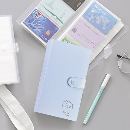 1 Pcs PP Professional Business Card Holder Organizer Book,Portable Business Card Binder- 120 Card Capacity Premium PP Folder with hard Cover, Name Card Credit Cards Binder for Men/Women(cat) cat