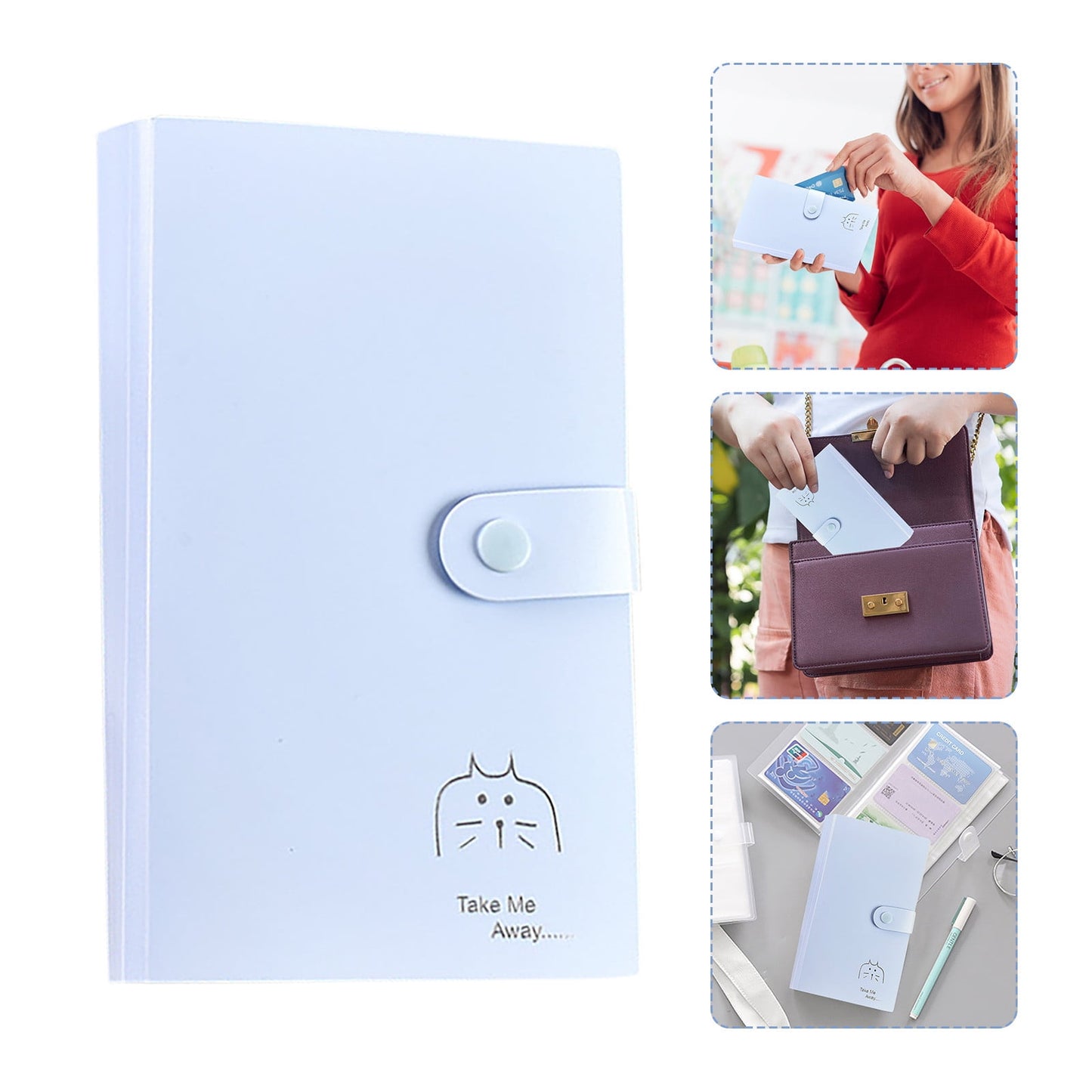 1 Pcs PP Professional Business Card Holder Organizer Book,Portable Business Card Binder- 120 Card Capacity Premium PP Folder with hard Cover, Name Card Credit Cards Binder for Men/Women(cat) cat