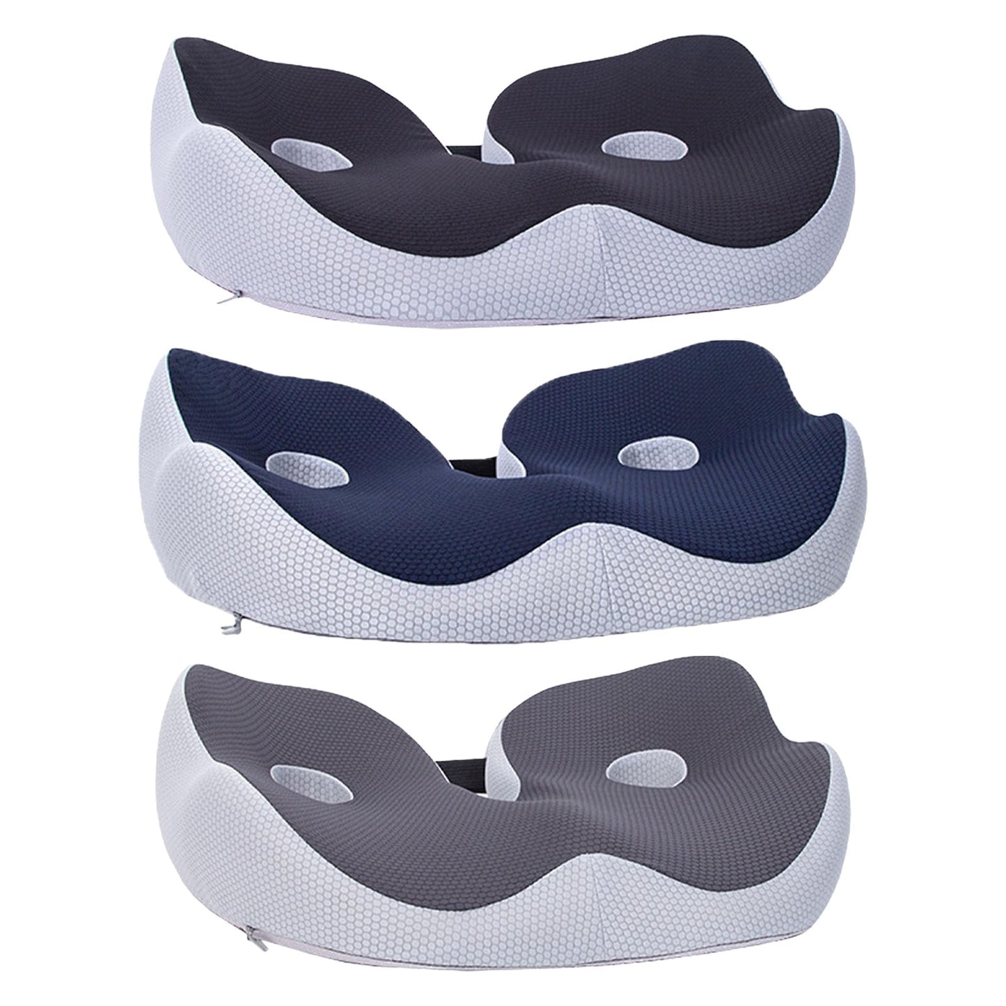Seat Cushion, Seat Cushion for Sit Bone and Back Pain Relief, Butt, Tailbone, Hip, Hamstring, Posture Support, Memory Foam Comfort Ischial Tuberosity Pillow (Black) 15.4x18.9x5.5 15.4" x 18.9" x 5.5" Grey